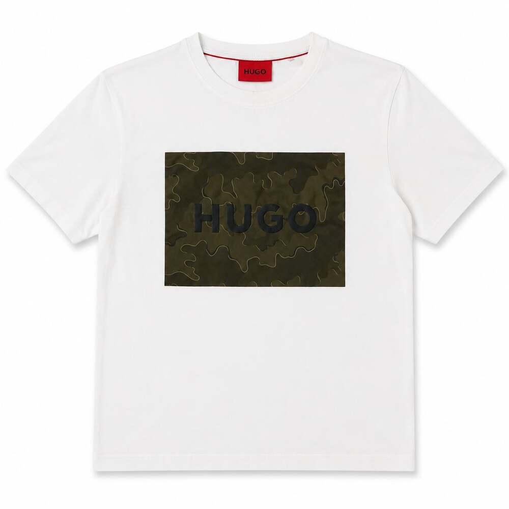 HUGO Hugo Boss Camo Logo Graphic T-Shirt White Size S